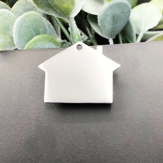 Immagine di 304 Acciaio Inossidabile Ciondoli Casa Tono Argento Modifiche in bianco di timbratura 34mm x 26mm, 1 Pz