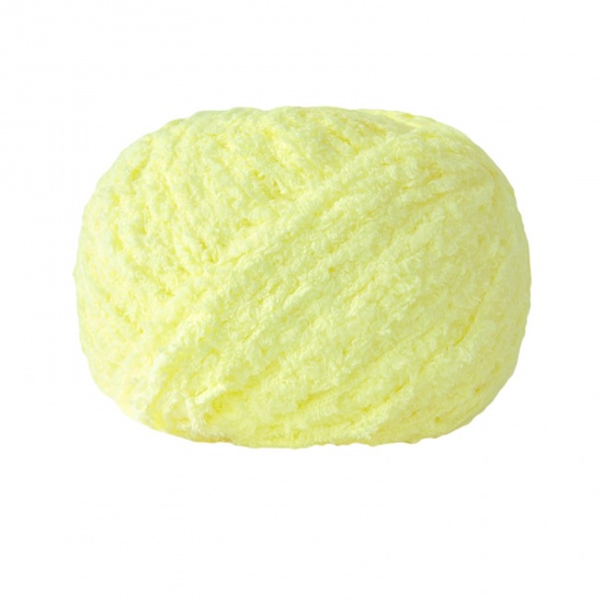 Picture of Polyester Super Soft Knitting Yarn Pale Yellow 4.5mm - 6mm, 1 Roll