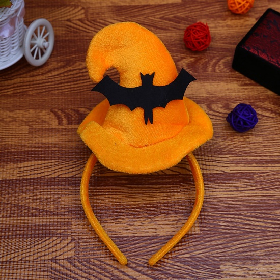 Immagine di Plastica & Velluto Fascia per Capelli Halloween Pipistrello Arancione 23cm x 11.5cm, 1 Pz