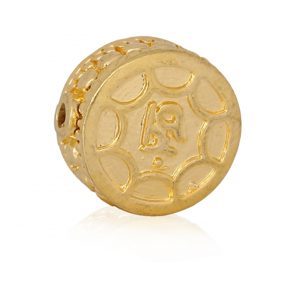 Immagine di Ottone Perline per la Creazione di Gioielli con Ciondoli Fai-da-te Colore Oro 18K Tondo 12mm x 11mm, Foro:Circa 1.6mm, 3 Pz