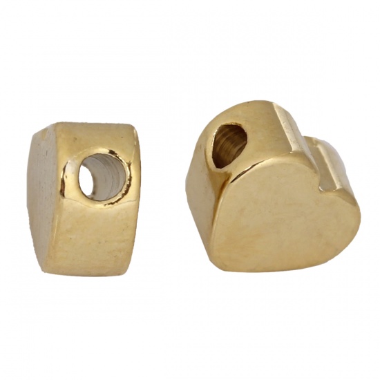 Bild von Messing Perlen Herz Vergoldet Vergoldet ca. 5mm x 4mm, Loch:ca. 1.2mm, 20 Stück                                                                                                                                                                               