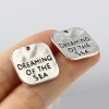 Picture of Zinc Based Alloy Charms Square Antique Silver Color Message " DREAMING OF THE SEA " 19mm x 18mm, 20 PCs