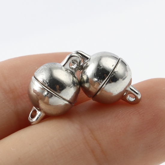 Picture of Zinc Based Alloy & Magnetic Hematite Neodymium Magnets Round Silver Tone Magnetic 13mm x 8mm, 10 Sets