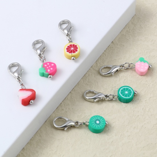 Picture of (Doreenbox)Zinc Based Alloy & Polymer Clay Knitting Stitch Markers Fruit At Random Color Mixed 32mm, 1 Set ( 6 PCs/Set)