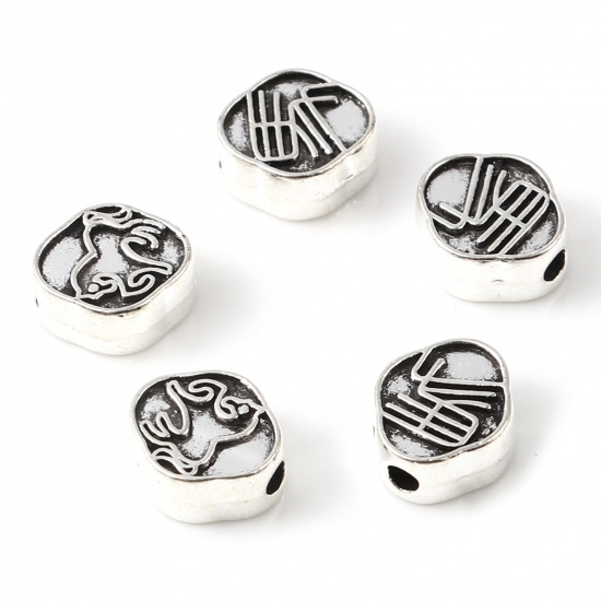 Picture of Zinc Based Alloy Spacer Beads Rhombus Antique Silver Color Horse About 10mm x 9mm, Hole: Approx 2.1mm, 50 PCs