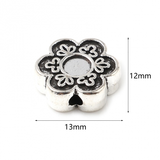 Picture of Zinc Based Alloy Insect Spacer Beads Flower Antique Silver Color About 13mm x 12mm, Hole: Approx 1.9mm, 30 PCs