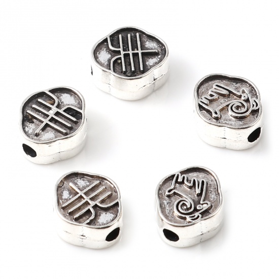 Picture of Zinc Based Alloy Spacer Beads Rhombus Antique Silver Color Sheep About 10mm x 9mm, Hole: Approx 2.1mm, 50 PCs