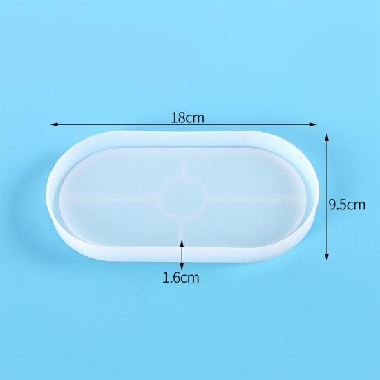 Picture of Silicone Resin Mold For Jewelry Making Coaster Oval White 18cm x 9.5cm, 1 Piece