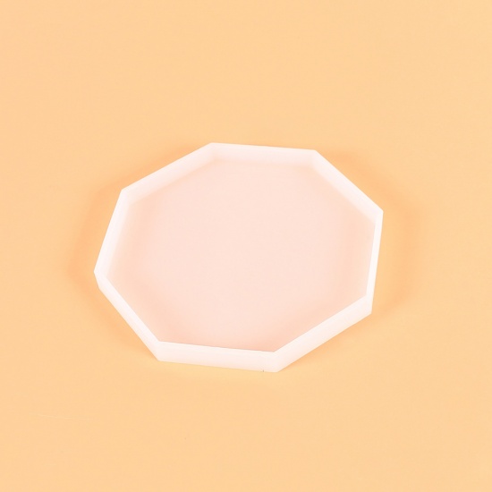 Picture of Silicone Resin Mold For Jewelry Making Coaster Octagon White 7.6cm x 7.1cm, 1 Piece