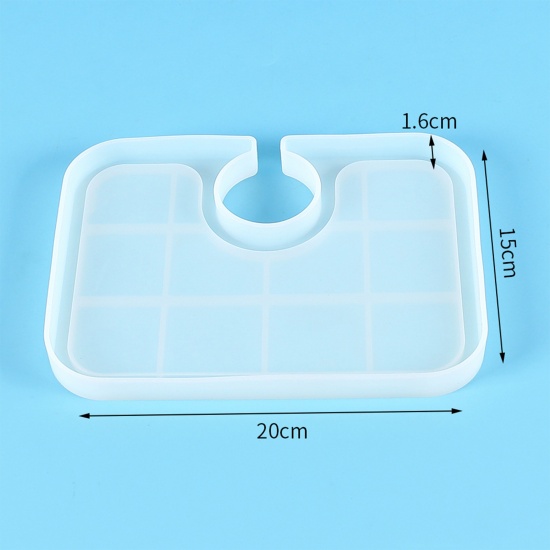Picture of Silicone Resin Mold For Jewelry Making Tray Geometric White 20cm x 15cm, 1 Piece