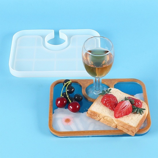 Picture of Silicone Resin Mold For Jewelry Making Tray Geometric White 20cm x 15cm, 1 Piece