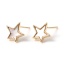 Immagine di Conchiglia + Ottone Orecchini a Perno 18K Vero Oro Placcato Bianco Stella W/ Loop 11mm x 11mm, Dimensione di Posta / Cavo: (20 misura), 2 Pz