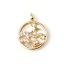 Picture of 1 Piece Brass Ocean Jewelry Charm Pendant 18K Real Gold Plated Round Star Fish Clear Rhinestone 16mm x 12mm