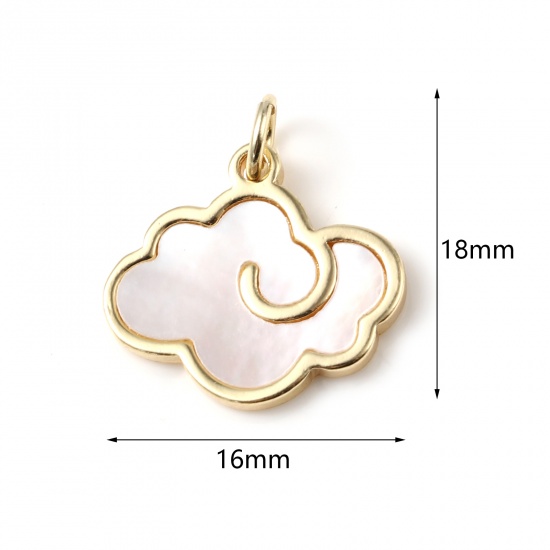 Picture of Shell & Copper Weather Collection Charms Cloud 18K Real Gold Plated White 18mm x 16mm, 1 Piece