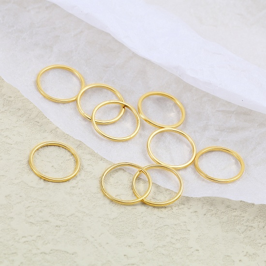 Picture of 1mm Brass Jump Rings Findings Closed Soldered 18K Real Gold Plated Circle Ring 14mm Dia., 10 PCs                                                                                                                                                              