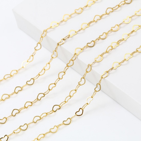 Picture of Brass Chain Findings Heart Gold Plated 5x3mm, 2 M                                                                                                                                                                                                             
