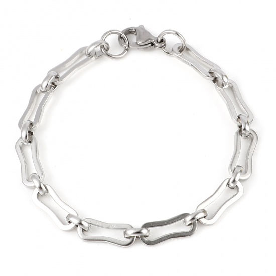 Picture of 304 Stainless Steel Stylish Bracelets Silver Tone Irregular 19cm(7 4/8") long, 1 Piece