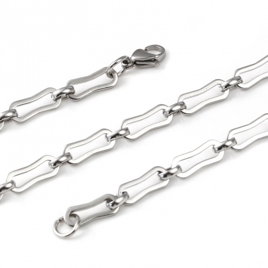 Image de Colliers en 304 Acier Inoxydable Irrégulier Argent Mat 50.5cm long, 1 Pièce