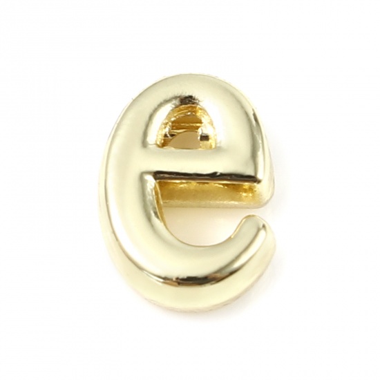 Picture of Zinc Based Alloy Spacer Beads Lowercase Letter Gold Plated Message " e " About 9mm x 6mm, Hole: Approx 1.3mm, 20 PCs