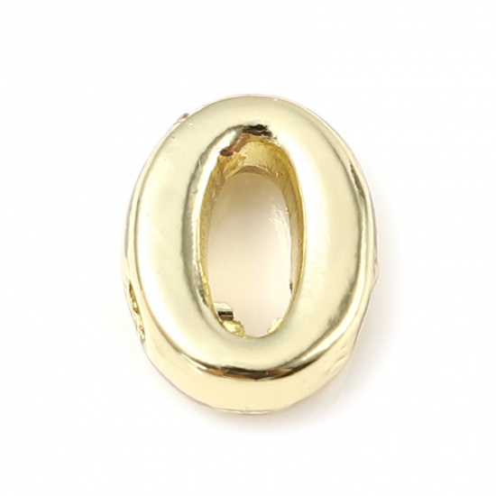 Picture of Zinc Based Alloy Spacer Beads Lowercase Letter Gold Plated Message " o " About 8mm x 6mm, Hole: Approx 1.3mm, 20 PCs