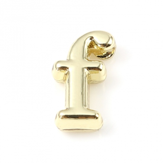 Picture of Zinc Based Alloy Spacer Beads Lowercase Letter Gold Plated Message " f " About 9mm x 5mm, Hole: Approx 1.4mm, 20 PCs