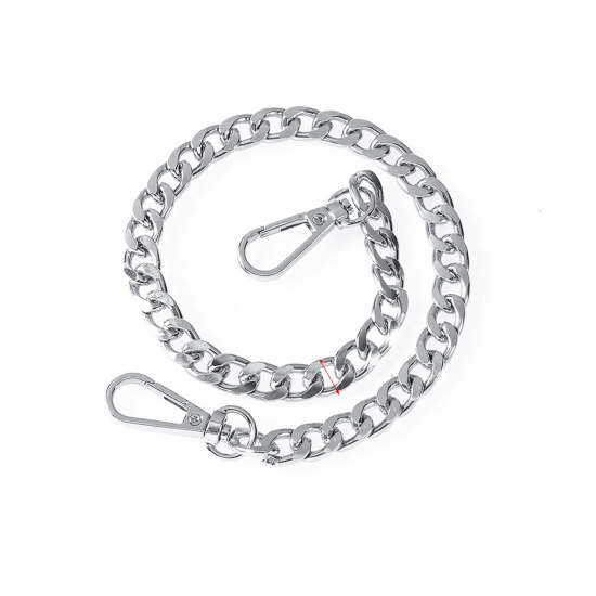 Picture of Aluminum Purse Chain Strap Silver Tone 40cm(15 6/8") long, 1 Piece