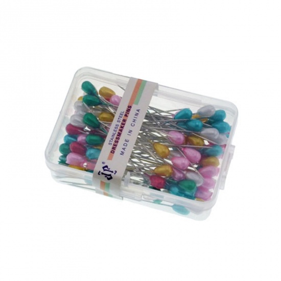 Picture of 1 Box ( 100 PCs/Box) Zinc Based Alloy Sewing Positioning Pin At Random Color 55mm
