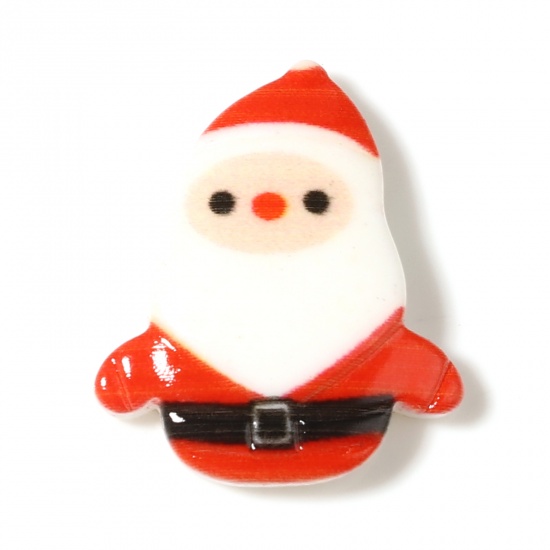 Immagine di Resina Cabochon per Abbellimento Babbo Natale Bianco & Rosso 22mm x 19mm, 20 Pz