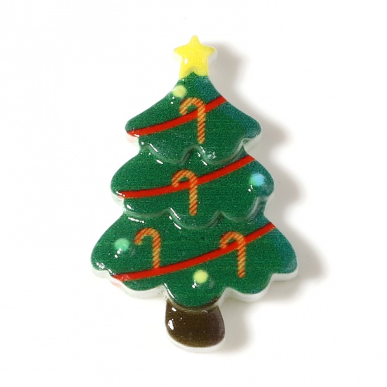 Immagine di Resina Cabochon per Abbellimento Albero di Natale Verde 25mm x 17mm, 20 Pz