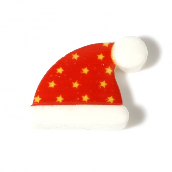 Immagine di Resina Cabochon per Abbellimento Cappelli di Natale Bianco & Rosso 21mm x 15mm, 20 Pz