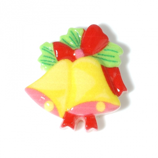 Picture of Resin Embellishments Christmas Jingle Bell Red & Yellow 20mm x 19mm, 20 PCs