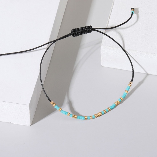 Image de Bracelets Tressés Accessoires Style Bohème en Plastique Bleu Réglable 18cm long, 1 Pièce
