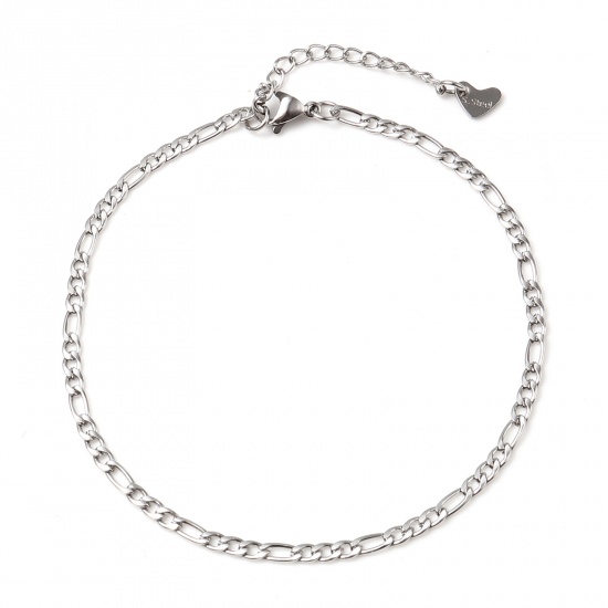 Picture of 304 Stainless Steel Stylish Anklet Silver Tone Streak 23.5cm(9 2/8") long, 1 Piece