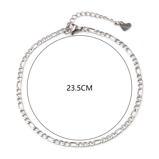 Picture of 304 Stainless Steel Stylish Anklet Silver Tone Streak 23.5cm(9 2/8") long, 1 Piece