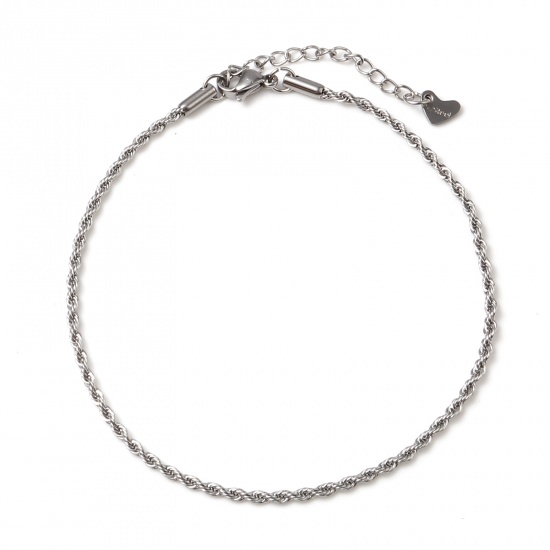Picture of 304 Stainless Steel Stylish Anklet Silver Tone Streak 23.5cm(9 2/8") long, 1 Piece