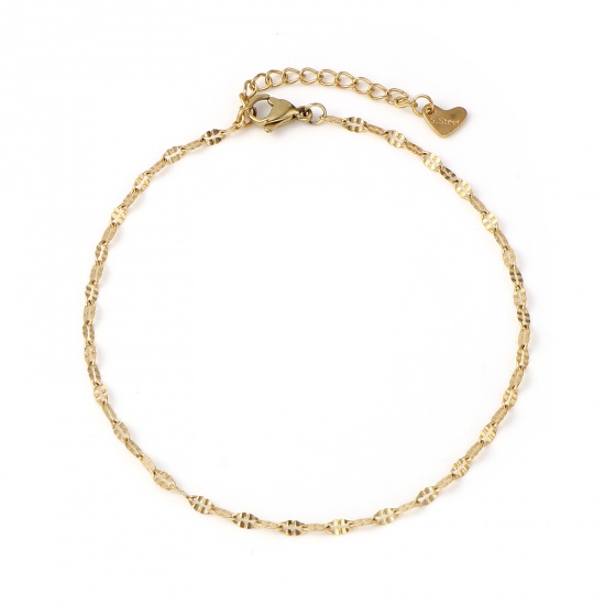 Picture of 304 Stainless Steel Stylish Anklet Gold Plated Oval 23cm - 22.5cm long, 1 Piece