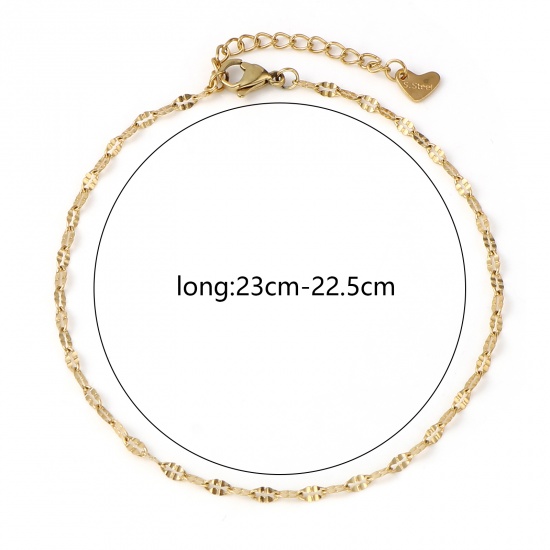 Picture of 304 Stainless Steel Stylish Anklet Gold Plated Oval 23cm - 22.5cm long, 1 Piece