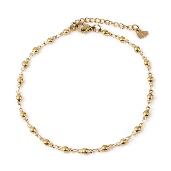Picture of 304 Stainless Steel Stylish Anklet Gold Plated Round 23.5cm - 23cm long, 1 Piece
