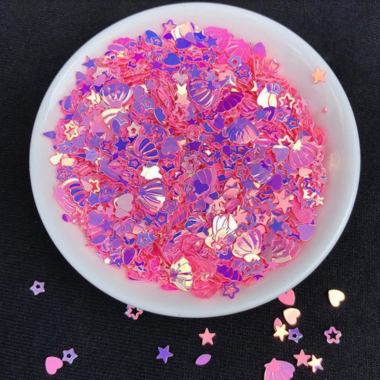 Picture of PVC Resin Jewelry Craft Filling Material Pink Sequins 13cm x 8cm, 1 Packet