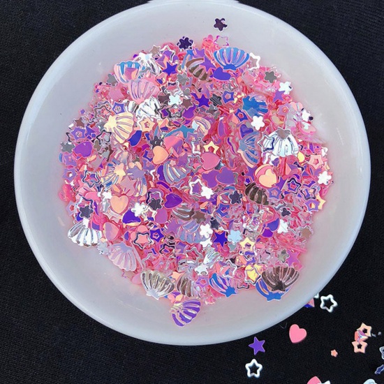 Picture of PVC Resin Jewelry Craft Filling Material Pink Sequins 13cm x 8cm, 1 Packet