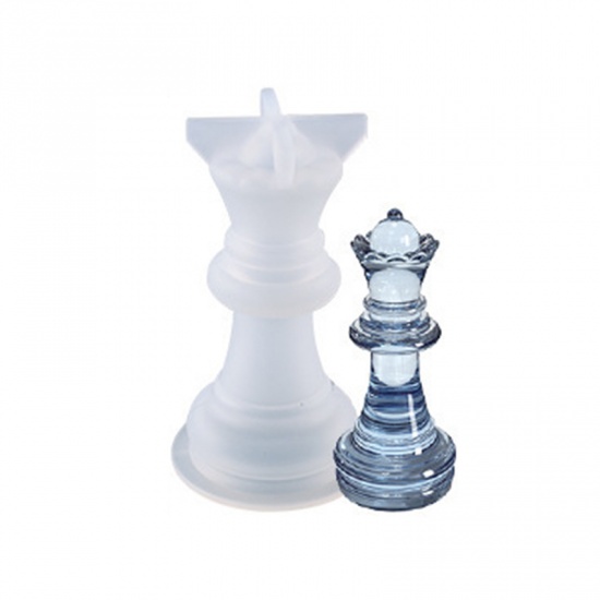 Picture of Silicone Resin Mold For Jewelry Making Chess Queen White 5.9cm x 3.3cm, 1 Piece