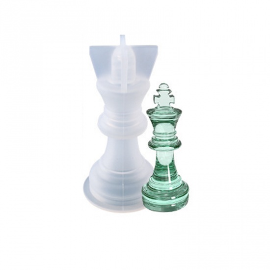Picture of Silicone Resin Mold For Jewelry Making Chess King White 6.8cm x 3.5cm, 1 Piece