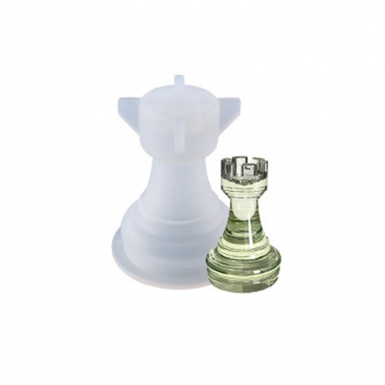 Picture of Silicone Resin Mold For Jewelry Making Chess White 3.9cm x 3.2cm, 1 Piece