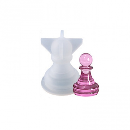 Picture of Silicone Resin Mold For Jewelry Making Chess White 34mm x 29mm, 1 Piece