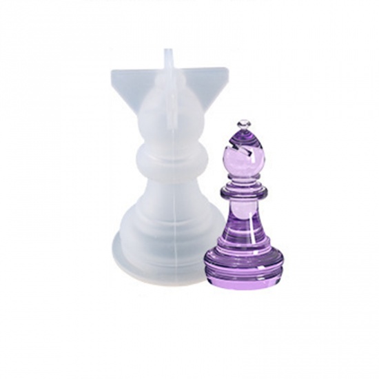 Picture of Silicone Resin Mold For Jewelry Making Chess White 4.9cm x 3.1cm, 1 Piece