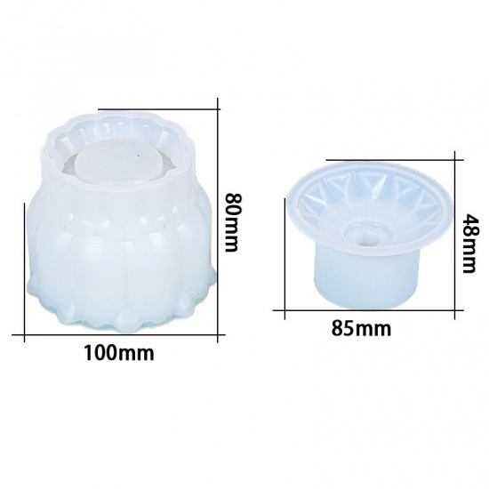 Picture of Silicone Resin Mold For Jewelry Making Storage Box Jar White 10cm x 8cm 8.5cm x 4.8cm, 1 Set ( 2 PCs/Set)