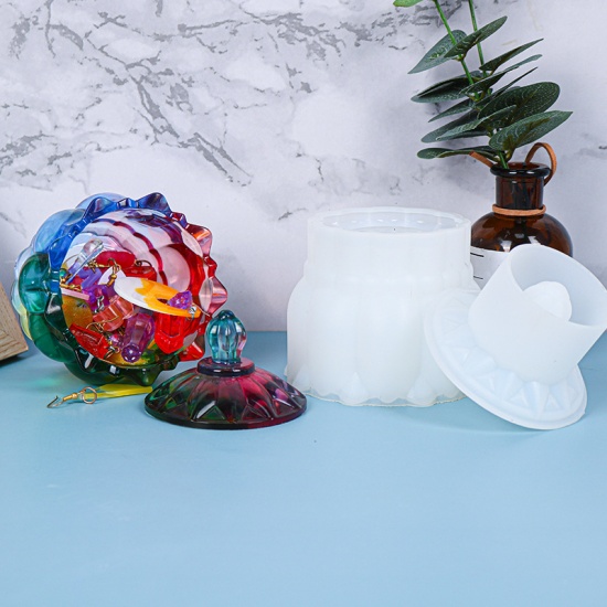 Immagine di Silicone Muffa della Resina per Gioielli Rendendo Vaso Bianco 10cm x 8cm 8.5cm x 4.8cm, 1 Serie ( 2 Pz/Serie)