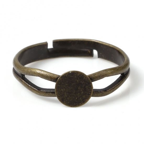 Bild von Kupfer Offen Verstellbar Ring, Bronzefarbe Klebbar, für 6mm Cabochon, 16.9mm（US Größe:6.5), 10 Stück