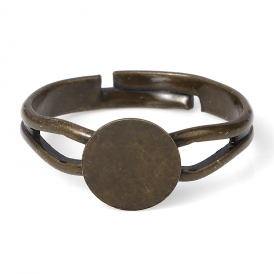 Bild von Kupfer Offen Verstellbar Ring, Bronzefarbe Klebbar, für 8mm Cabochon, 16.9mm（US Größe:6.5), 10 Stück