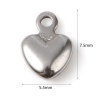 Imagen de Acero Inoxidable día de San Valentín Colgantes Charms Corazón Tono de Plata 7.5mm x 5.5mm, 20 Unidades